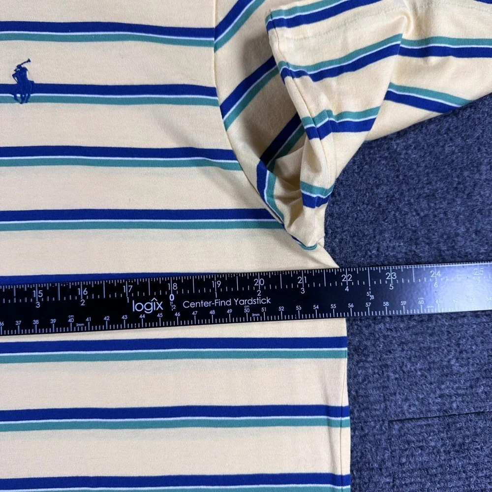 Polo Ralph Lauren Polo Shirt Mens M Medium Yellow Striped Golf Pima Cotton